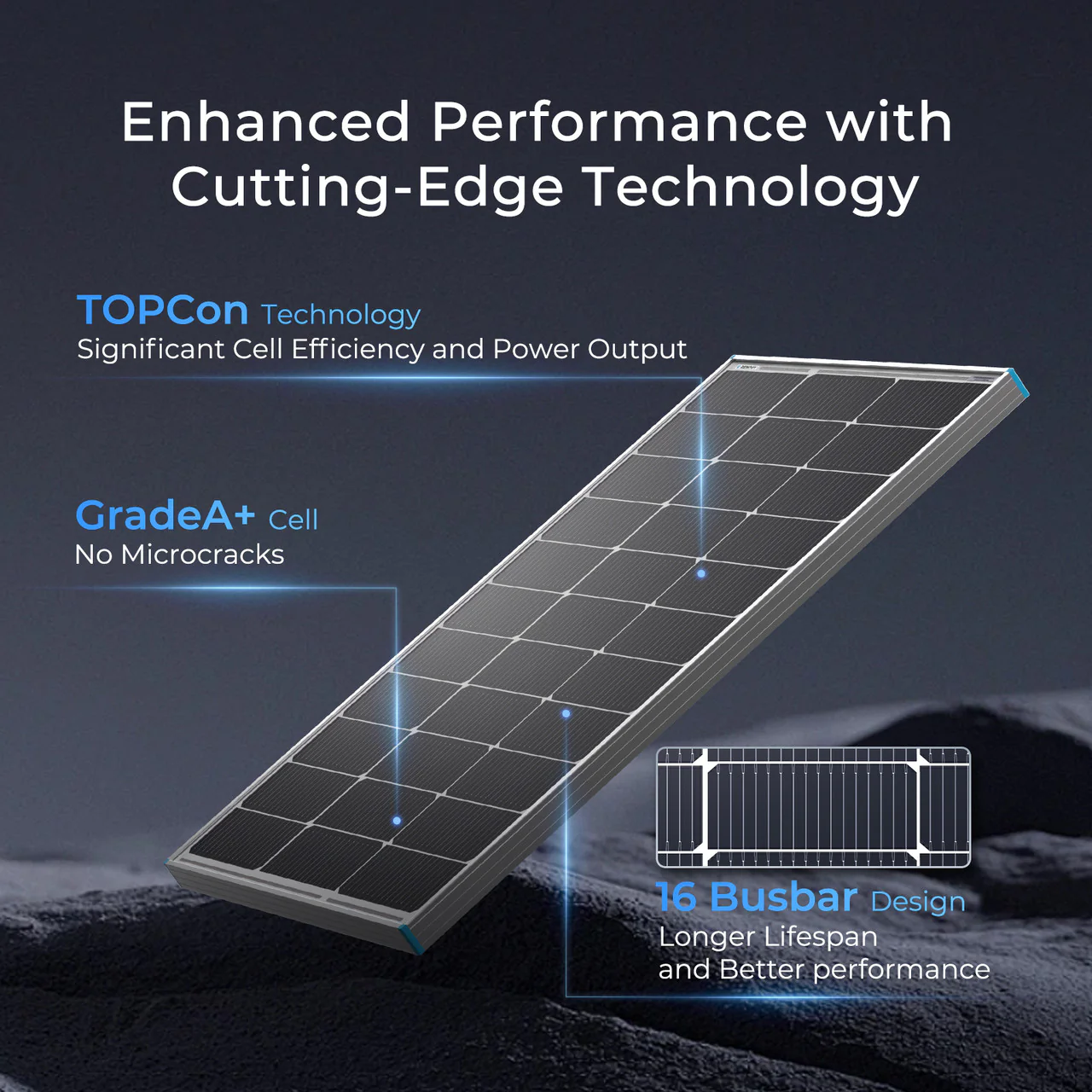 100W 16BB N-type High Efficiency Monocrystalline Solar Panel